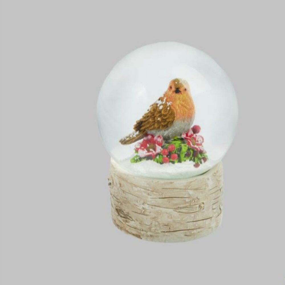 ROBIN SNOW GLOBE WITH RED AGATE GEMSTONES COMES WITH CERTIFICATE